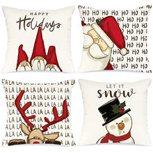 Carica l&#39;immagine nel visualizzatore di Gallery, Cuscini Natalizi Decorativi Divano Natale Copricuscini Federe 45x45 Bianco Arredo Per Salotto La Casa Babbo Natale Alci Regali Poliestere 4 Pezzi
