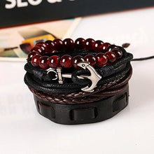 Carica l&#39;immagine nel visualizzatore di Gallery, 4PCS Bracciale da Uomo Retrò pelle Braccialetto di perline naturali, VMINE... - Ilgrandebazar