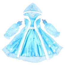 Carica l'immagine nel visualizzatore di Gallery, Costume Elsa Bambina Carnevale Vestito Principessa Dei Ghiacci Con Cappuccio... - Ilgrandebazar