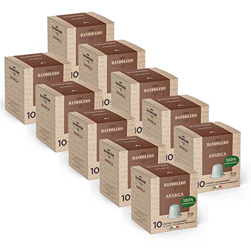 BANDOLERO 100 capsule compostabili Nespresso, caffè Arabica, cialde...