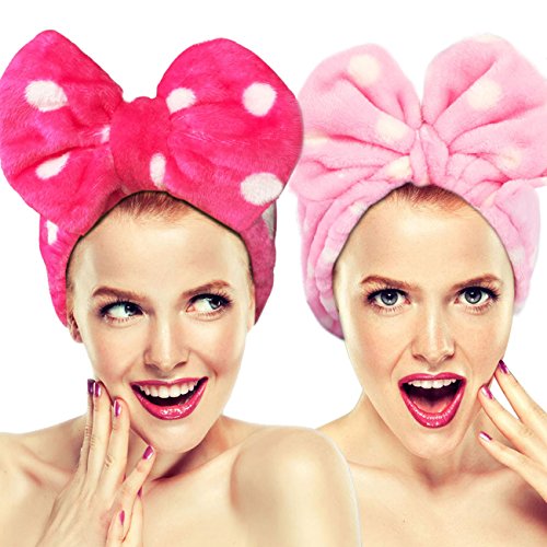 Hairizone - Set di 2 fasce elastiche per capelli con fiocco, Pink/Roseo - Ilgrandebazar