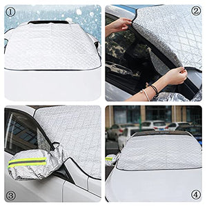FINEVERNEK Copri Parabrezza Auto,Copri Parabrezza per Auto Inverno,Telo Parabrezza Antighiaccio, Copri Parabrezza Esterno Antigrandine,Parabrezza Auto Magnetico,Applicabile Tutto L'Anno