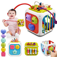 Carica l'immagine nel visualizzatore di Gallery, Giochi Bambini 1 2 Anno, 7 in 1 Montessori Sensoriali Giocattoli 6 9 18 Mesi Educativi Cubo di Attività Selezionatore di Forme, Motor Skill Development Compleanno Regalo