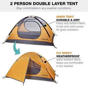 KeenFlex Tenda da Campeggio per 2 Persone Doppio Strato Ultra Leggera