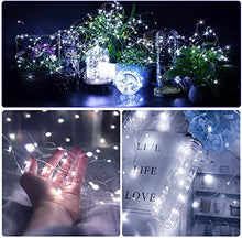 Carica l'immagine nel visualizzatore di Gallery, owwasd [2 pezzi Catena luminosa solare per esterni, 14 m, 120 LED, per esterni, resistente alle intemperie, per balcone, alberi, terrazze, matrimoni, feste, giardino (Bianco)