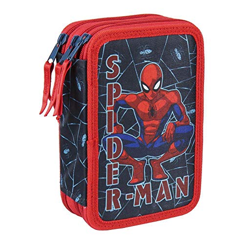 Artesania Cerda Plumier Triple Giotto Spiderman Sacca, 19 cm, Blu (Azul)
