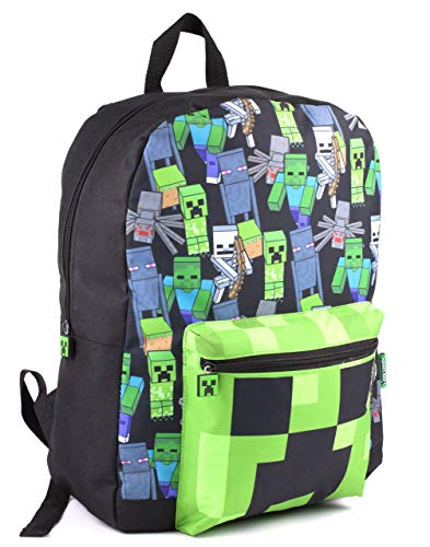 Minecraft Zaino per bambini nero ragazzi con stampa all over