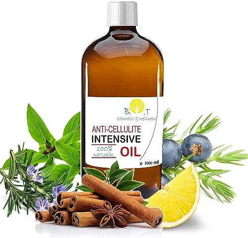 Potente Olio Intensivo Anticellulite Snellente 1000 ml Olio di Massaggio Dimagrante Drenante Donna Uomo 100% Naturale Penetra 6 volte più in profondità che una crema anticellulite Coppettazione