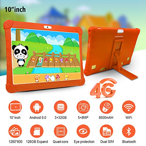Tablet 10 Pollici , 4G Android 9.0 PC, 8500mAH 3GB RAM + 32GB arancia