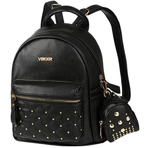 Vbiger Zaino Donna Pelle Zainetto Casual Nero