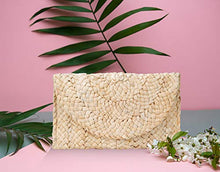 Carica l&#39;immagine nel visualizzatore di Gallery, ISIYINER Pochette in Paglia Estiva,Borsa Mare borsa da donna Eleganti Clutch...