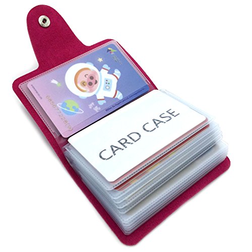 Porta Carte di Credito Pelle Donne Uomo - 24 Slot (Rose Red) Rose Red