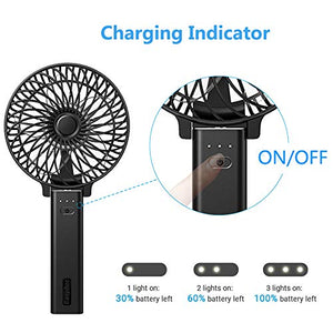 EasyAcc Mini Ventilatore Portatile USB, 3350mAh Batteria 3350mah, Nero