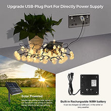 Carica l'immagine nel visualizzatore di Gallery, 50 LED Catena Luminosa Solare, 【Alimentazione Solare e USB】8 Modalità &amp; 8M Luci Solari Esterno, Impermeabile IP65 Lampada Solare per Giardino, Terrazzo, Matrimonio, Festa