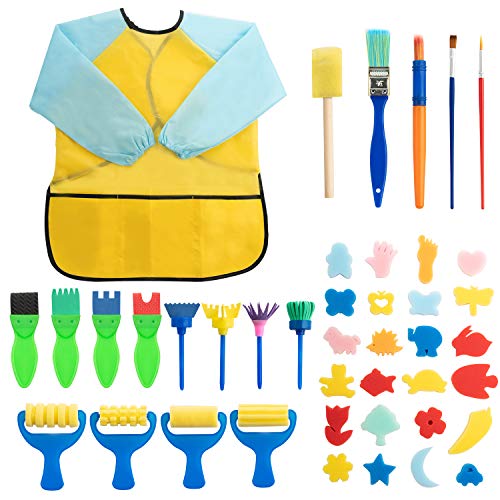 Surplex Kit di 42 Strumenti educativi Spugna da Pittura per Bambini,...