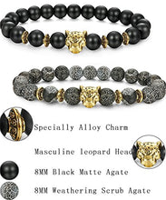 Carica l&#39;immagine nel visualizzatore di Gallery, BESTEEL Gioielli 4PCS Bracciali Perle Roccia Lavica per Uomo Donna... - Ilgrandebazar