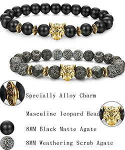 BESTEEL Gioielli 4PCS Bracciali Perle Roccia Lavica per Uomo Donna... - Ilgrandebazar