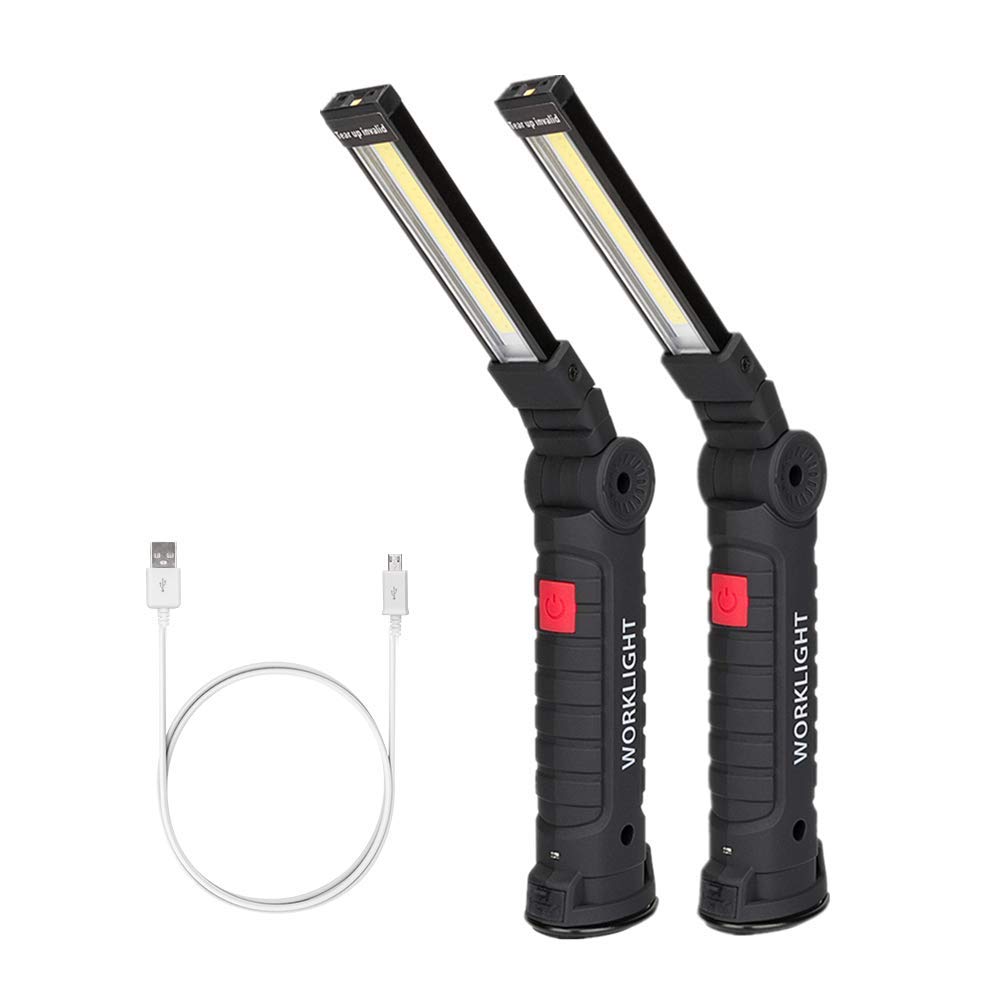 Coquimbo Lampada da Lavoro USB Ricaricabile COB 2 pezzi, grande, Verde