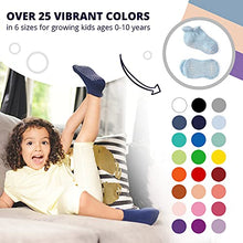 Carica l'immagine nel visualizzatore di Gallery, LA Active Calzini Presa Antiscivolo Cotone - 6 Paia - Per Bambini Piccoli Neonati e Infanti (Colori Luminosi, 8-10 Anni)