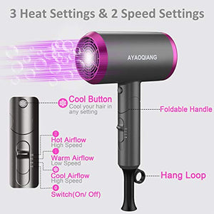 Phone Per Capelli Professionale,1800w Asciugacapelli Ioni Professionali, Phon Con Diffusore con Diffusore, 2 Pettini, 3 Impostazioni di Temperatura, Pulsante di Raffreddamento