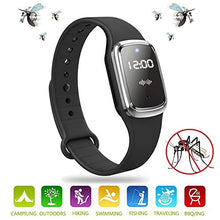 Carica l&#39;immagine nel visualizzatore di Gallery, MENGZF ultrasuoni Bracciale Repellente per zanzare Braccialetto nero