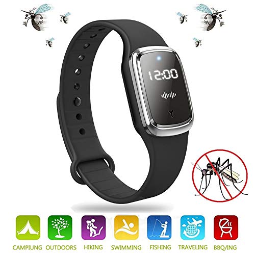 MENGZF ultrasuoni Bracciale Repellente per zanzare Braccialetto nero