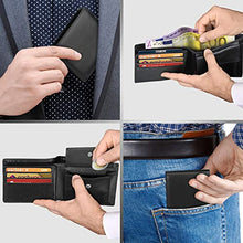 Carica l&#39;immagine nel visualizzatore di Gallery, wilbest® Portafoglio Uomo Slim Vera Pelle Blocco RFID, Con Portamonete, Porta Chiavi e Carte di Credito, Finestra ID, Scomparti Banconote e Confezione Regalo, Piccolo Brifold - NERO