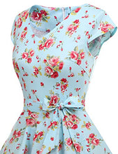 Carica l'immagine nel visualizzatore di Gallery, Gardenwed Annata 1950 retrò Rockabilly Polka Vestito da M, Blue Little Flower