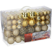 Carica l'immagine nel visualizzatore di Gallery, Regali di Natale Set di 100 palline di Natale - Decorazione - Infrangibile - Per interni ed esterni - Plastica - Ø3/4/6 cm - Opache, lucide, glitterate e aperte - Oro
