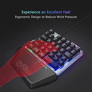 Lexon tech Tastiera da Gioco USB a Una Mano G40, 35 Tasti cablati con G40