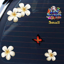 Carica l&#39;immagine nel visualizzatore di Gallery, Fiore frangipani plumeria bianca doppio + farfalla adesivi auto autoadesivi... - Ilgrandebazar
