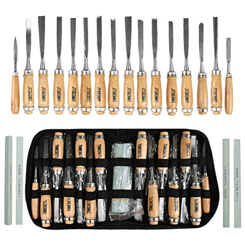TIMESETL 12 scalpelli per Legno + 2 Lime + 4 Pezzi di Olio Pietra,... - Ilgrandebazar