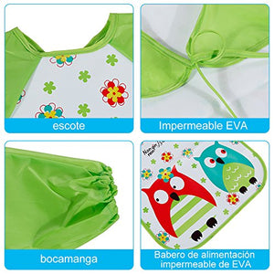 Lictin Set di 3 bavaglino a manica lunga impermeabile Multicolore - Ilgrandebazar