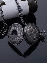 Carica l&#39;immagine nel visualizzatore di Gallery, Orologio da Tasca Vintage Romano Numerale Scala al Quarzo con Catena (Nero) - Ilgrandebazar