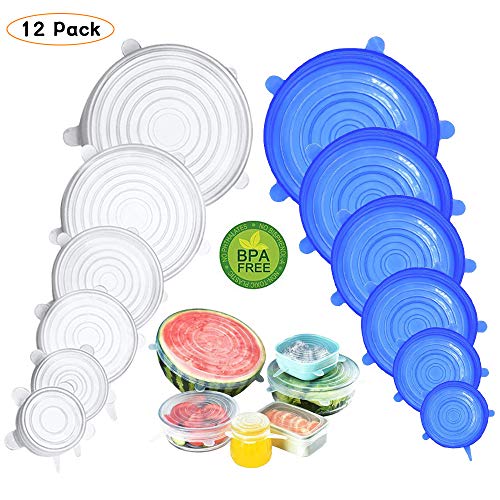 FAPPEN Coperchio Silicone, Coperchi in Silicone Estensibile Trasparente+blu