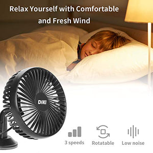 DIKI Ventilatore Auto, USB Ventola per Auto A 3 velocità Ventola...