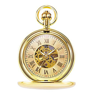 TREEWETO Orologio da tasca unisex con catena, analogico, Golden057 - Ilgrandebazar