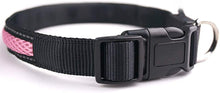 Carica l&#39;immagine nel visualizzatore di Gallery, MASBRILL LED Collare di Cane USB Ricaricabile Sicurezza Lampeggiante Collare di Cane di Base Fibbia Regolabile Mesh Tessitura Fibra Ottica Piatta a Prova di Cane LED Collare Collana per Cane