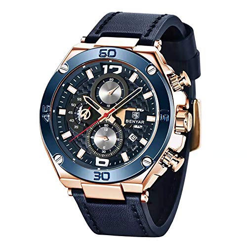 Orologio uomo BY BENYAR Cronografo Analogico Impermeabile Orologi Blackblue - Ilgrandebazar