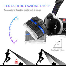 Carica l'immagine nel visualizzatore di Gallery, Arzopa Lampade da Testa LED USB Ricaricabile, Torcia Frontale 13000...
