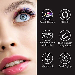 Ciglia Magnetiche con Eyeliner Magnetico Kit, 3D Finte Colorate...