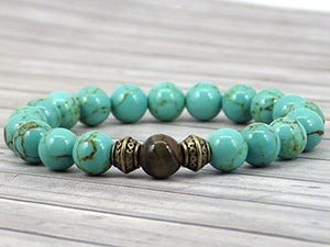 Bracciale da uomo Thurcolas in perle di turchese ricostituite e di... - Ilgrandebazar