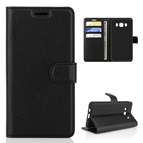 Moonmini Galaxy J5 (2016) J510 Custodia Cover PU Portafoglio Pelle Libro Nero