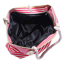 Carica l&#39;immagine nel visualizzatore di Gallery, Borsa da spiaggia grande con cerniera 58 x 38 x 18 cm shopper Rosa-bianco
