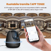 Carica l'immagine nel visualizzatore di Gallery, Tenda Telecamera WiFi Interno - Videocamera Sorveglianza 1080P con 360°Pan/Tilt, Audio Bidirezionale, Rilevamento del Movimento e Umano, Tracciamento Umano, Visione Notturna, Alexa, CP3 V2.2 Nero