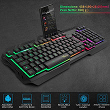 Carica l&#39;immagine nel visualizzatore di Gallery, Tastiera da Gioco, WisFox Cablata USB Retroilluminata a Colori...