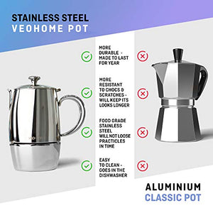 VeoHome Caffettiera Induzione 6 Tazze 300 ml con Filtro Riduttore | 300 mL