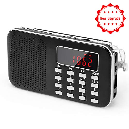 Aggiornamento PRUNUS L-218 Mini Radio Portatile Ricaricabile AM(MW)/FM –