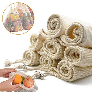 [Senza plastica]Sacchetti riutilizzabili , Sacchetti di Frutta e Verdura,...