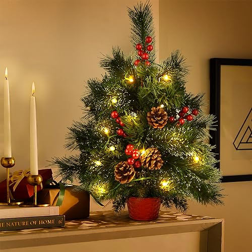 albero natale piccolo con luci,20 inch Mini albero di Natale